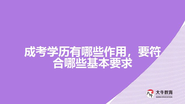 成考學歷有哪些作用，要符合哪些基本要求