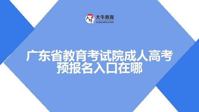 廣東省教育考試院成人高考預(yù)報名入口在哪