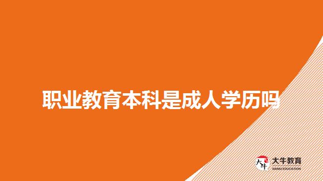 職業(yè)教育本科是成人學歷嗎