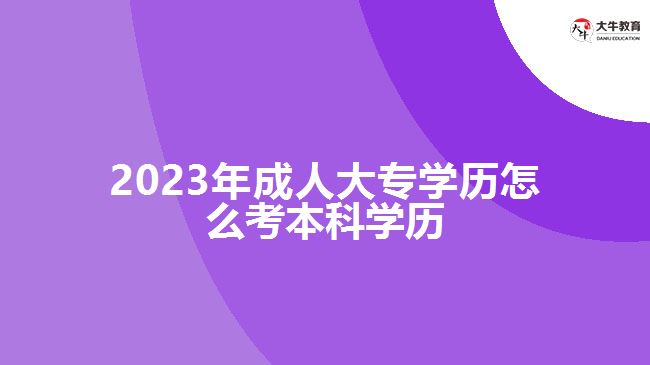 2023年成人大專學歷怎么考本科學歷