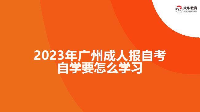 廣州成人報自考自學要怎么學習