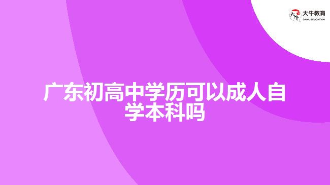 廣東初高中學歷可以成人自學本科嗎