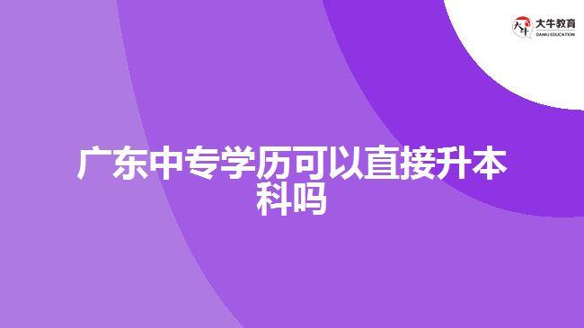 廣東中專學歷可以直接升本科嗎