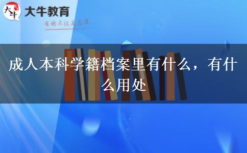 成人本科學籍檔案里有什么，有什么用處