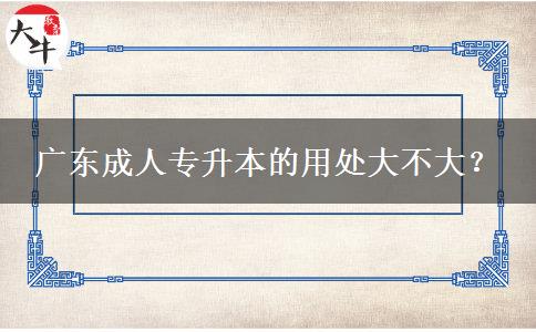 廣東成人專升本的用處大不大？