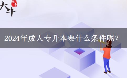 2024年成人專升本要什么條件呢？