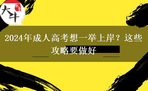 2024年成人高考想一舉上岸？這些攻略要做好