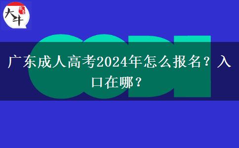 廣東成人高考2024年怎么報(bào)名？入口在哪？