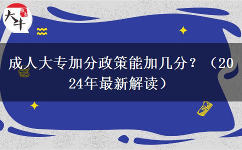 成人大專加分政策能加幾分？（2024年最新解讀）