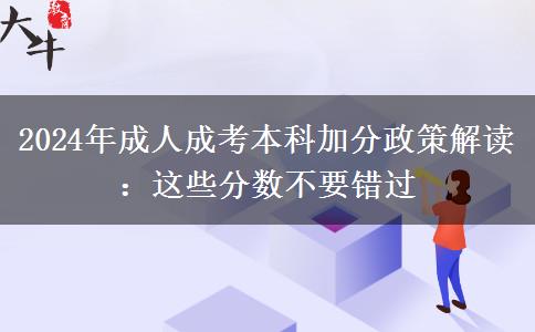 2024成人成考本科加分政策解讀：這些分?jǐn)?shù)不要錯過