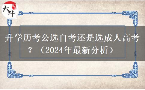 升學(xué)歷考公選自考還是選成人高考？（2024年最新分析）