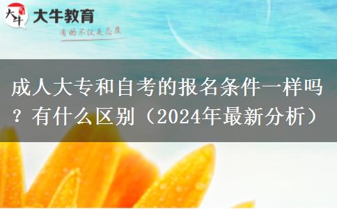 成人大專和自考的報名條件一樣嗎？有什么區(qū)別（2024年最新分析）