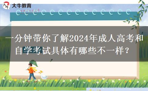 一分鐘帶你了解2024年成人高考和自學(xué)考試具體有哪些不一樣？