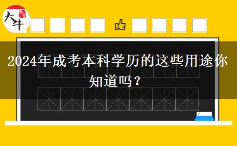 2024年成考本科學(xué)歷的這些用途你知道嗎？