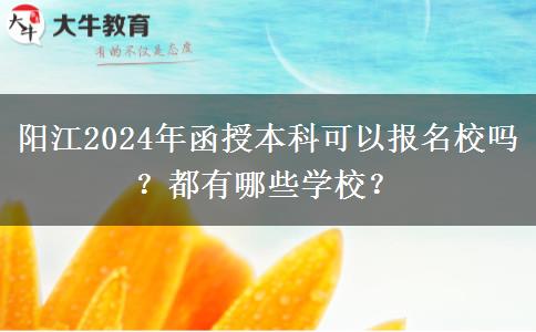 陽江2024年函授本科可以報(bào)名校嗎？都有哪些學(xué)校？