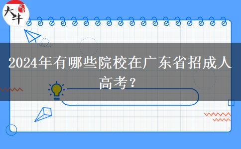 2024年有哪些院校在廣東省招成人高考？