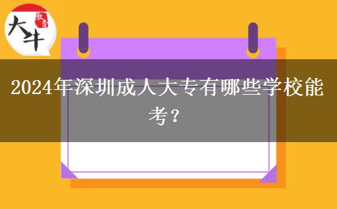 2024年深圳成人大專有什么學校能考？