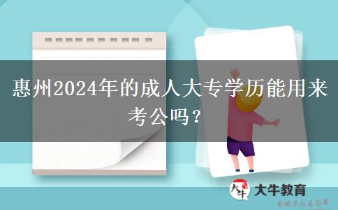 惠州2024年的成人大專(zhuān)學(xué)歷能用來(lái)考公嗎？