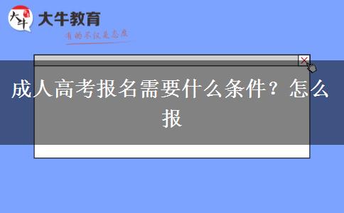 成人高考報(bào)名需要什么條件？怎么報(bào)