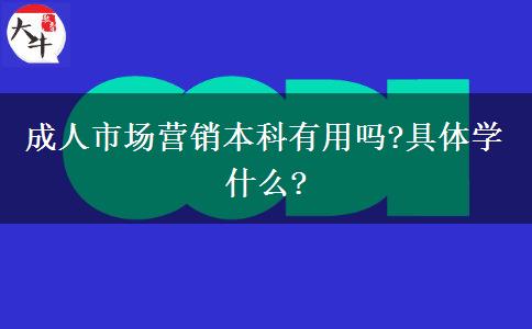 成人市場(chǎng)營(yíng)銷本科有用嗎?具體學(xué)什么?