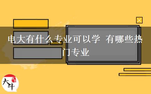 電大有什么專業(yè)可以學(xué) 有哪些熱門專業(yè)