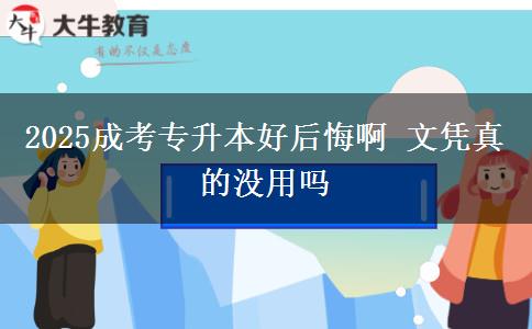 2025成考專升本好后悔啊 文憑真的沒用嗎