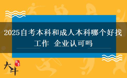 2025自考本科和成人本科哪個好找工作 企業(yè)認(rèn)可嗎