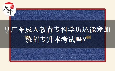 拿廣東成人教育?？茖W歷還能參加統(tǒng)招專升本考試嗎？