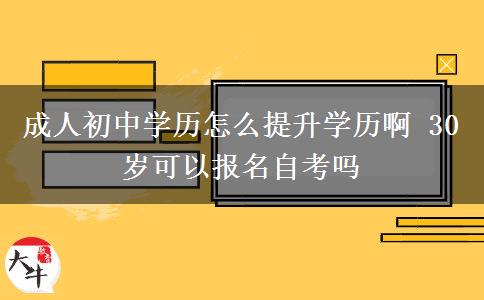 成人初中學(xué)歷怎么提升學(xué)歷啊 30歲可以報名自考