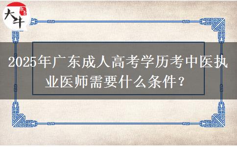 2025年廣東成人高考學(xué)歷考中醫(yī)執(zhí)業(yè)醫(yī)師需要什么條件？