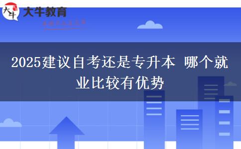 2025建議自考還是專(zhuān)升本 哪個(gè)就業(yè)比較有優(yōu)勢(shì)