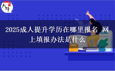 2025成人提升學歷在哪里報名 網(wǎng)上填報辦法是什么