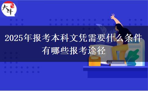 2025年報考本科文憑需要什么條件 有哪些報考途徑