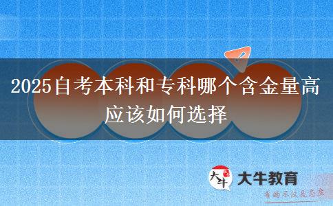 2025自考本科和?？颇膫€含金量高 應(yīng)該如何選擇