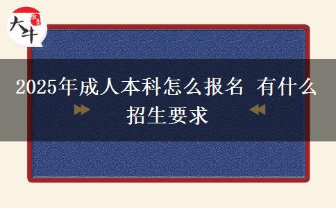 2025年成人本科怎么報名 有什么招生要求