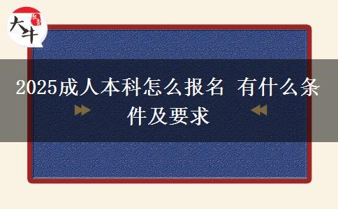 2025成人本科怎么報名 有什么條件及要求