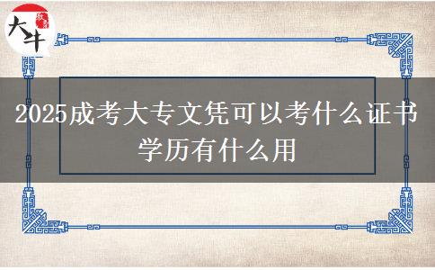 2025成考大專文憑可以考什么證書 學(xué)歷有什么用