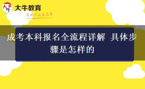 成考本科報名全流程詳解 具體步驟是怎樣的