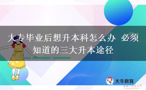 大專畢業(yè)后想升本科怎么辦 必須知道的三大升本