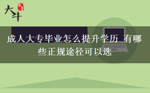 成人大專畢業(yè)怎么提升學(xué)歷 有哪些正規(guī)途徑可以